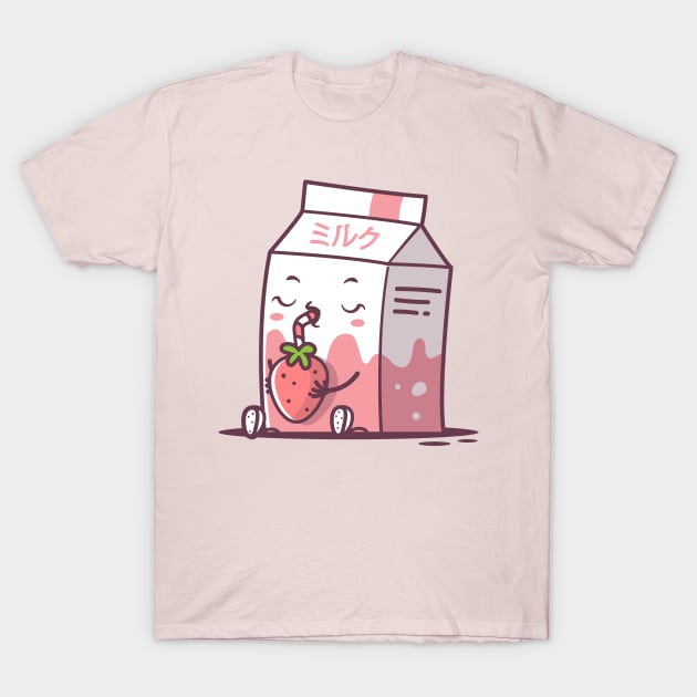 Strawberry Milk Kawaii T-Shirt by zoljo